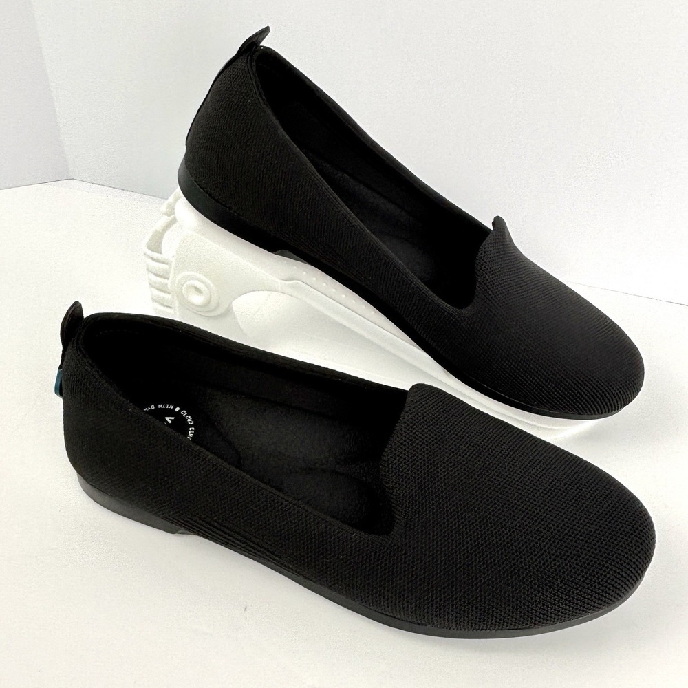 Vessi Market‎ Flat Women’s Size 7 Black Knit Waterproof Slip On Comfort Shoes